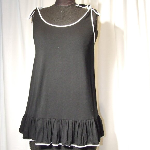 Elegant New Cable & Gauge Tank Top with Tags Black & White Frill Bottom XL - Picture 1 of 5